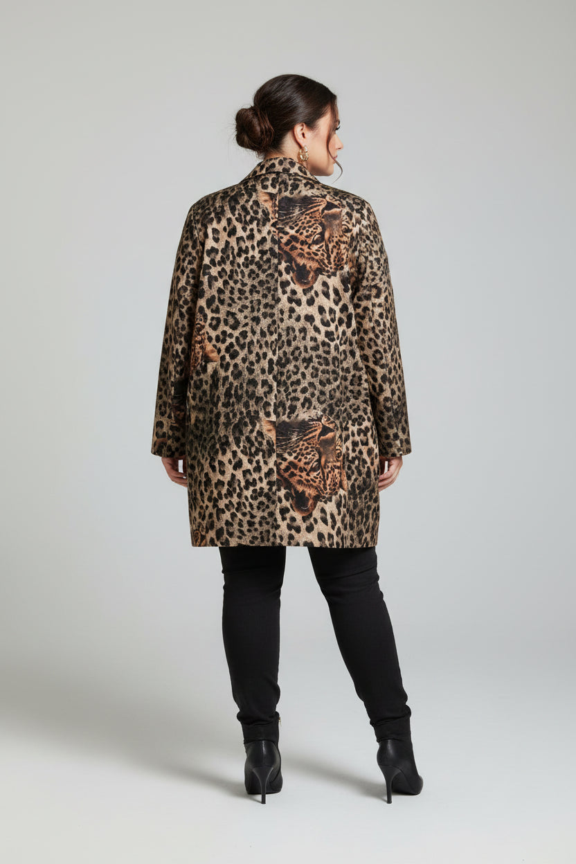 Chaqueta Animal Print Patchwork Color Tallas Grandes | YOLYKKE Curvy