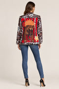 Blazer de leopardo con motivo gráfico YOLYKKE