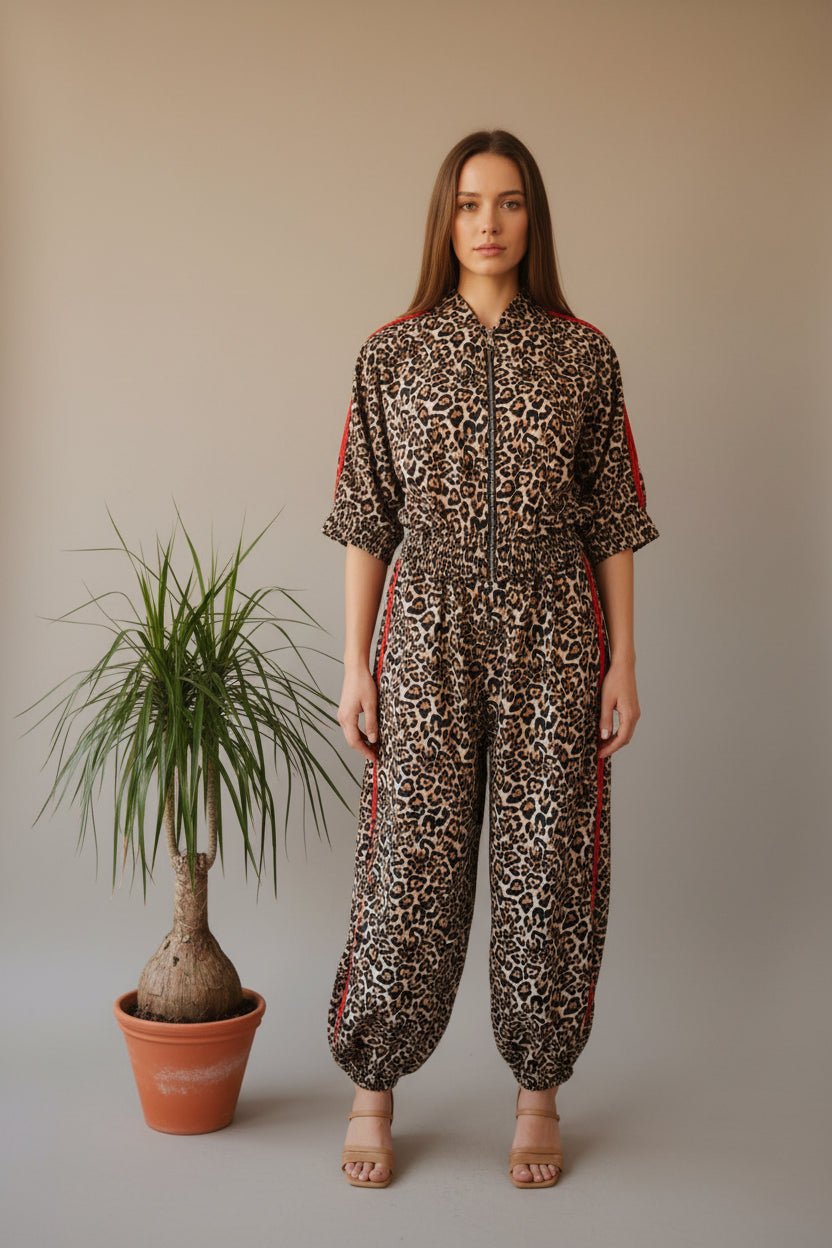 Conjunto JOT Milano Leopardo Rayas Rojas
