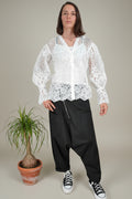 Camisa Encaje Bordado Transparente Blanca