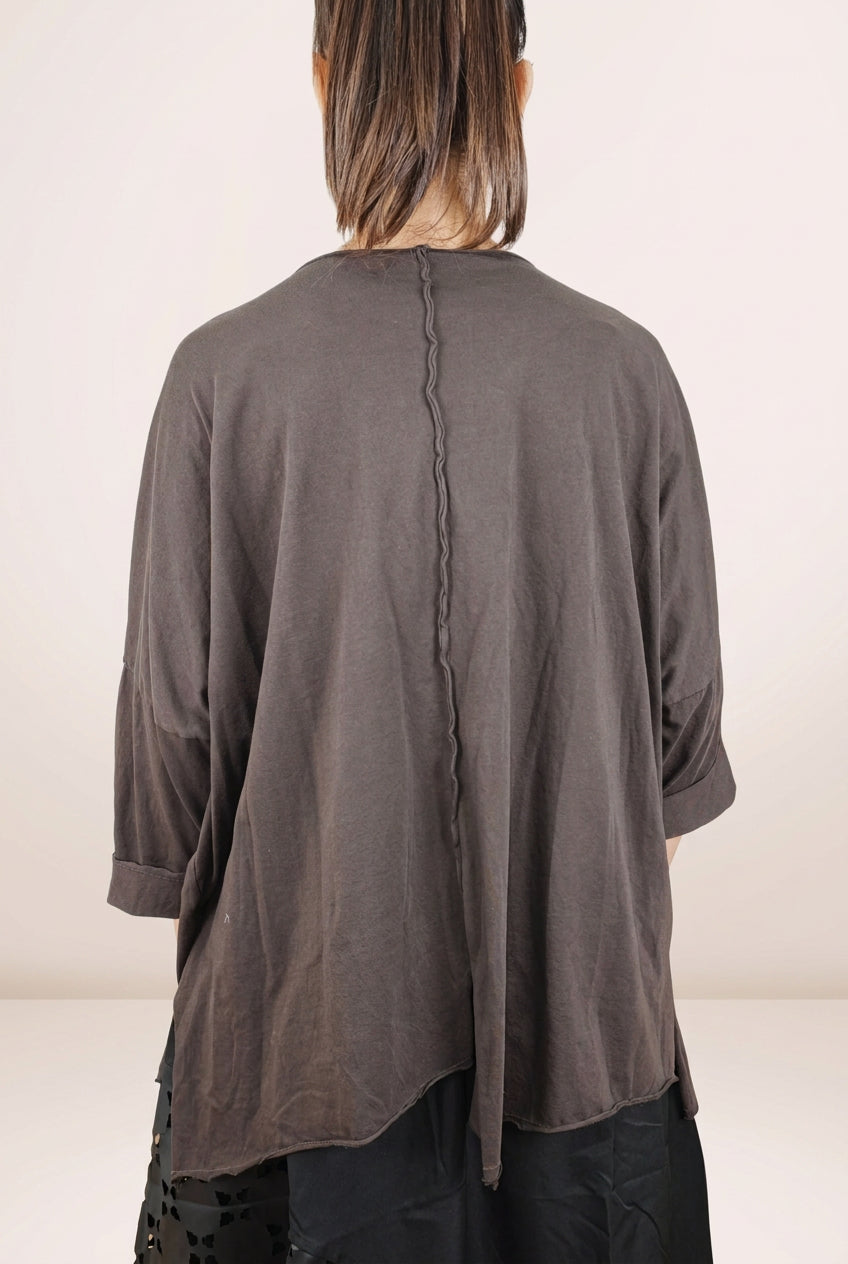 Camiseta amplia de algodón con abertura delantera Wendy Trendy