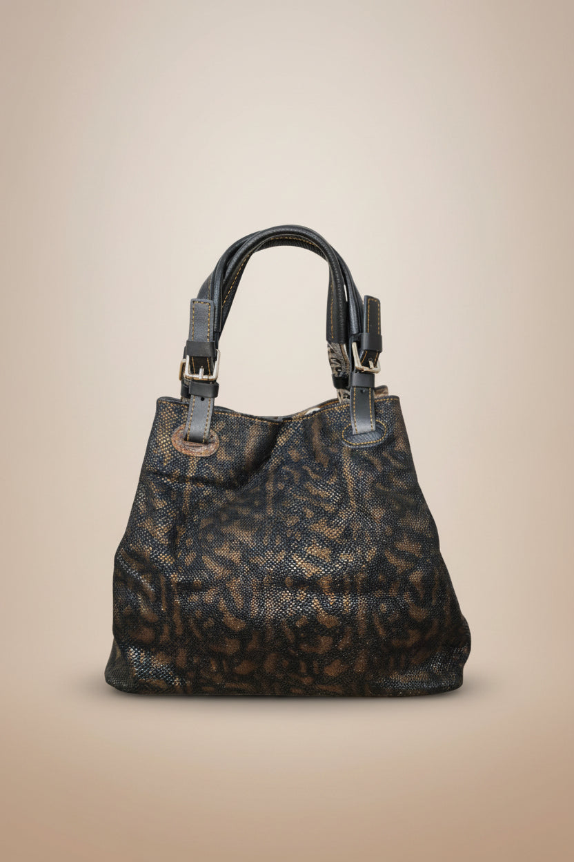 Bolso Cuero Italiano Pelo Vaca Zigzag LYKKE
