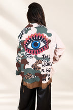 Blazer animal print con ojo azul YOLYKKE