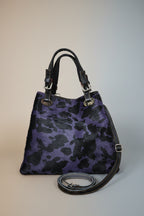 Bolso Cuero Italiano Leopardo Morado Reversible LYKKE