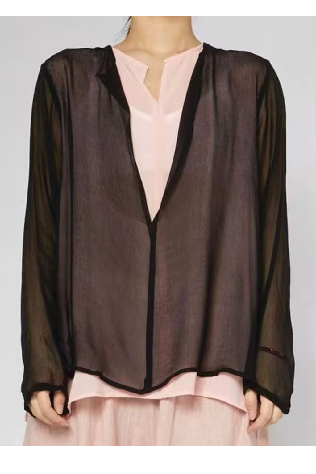 Blusa Transparente Negra/ Top Rosa /Celeste