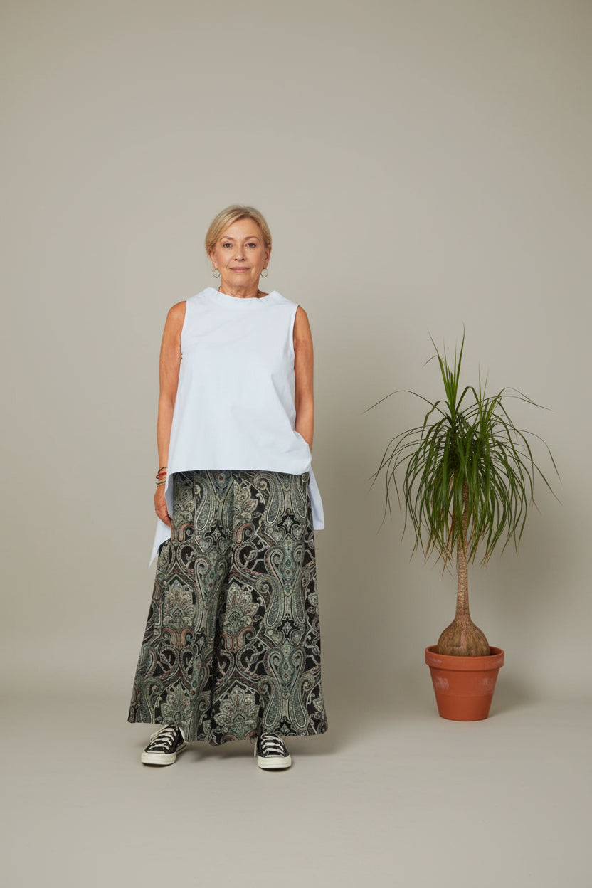 Pantalón Palazzo Paisley Oriental Negro