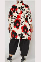Kimono Wendy Trendy Micropana Flores Rojo Negro
