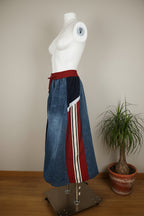 Falda Midi Vaquera Rayas Deportivas Panel Color | Nefelibata