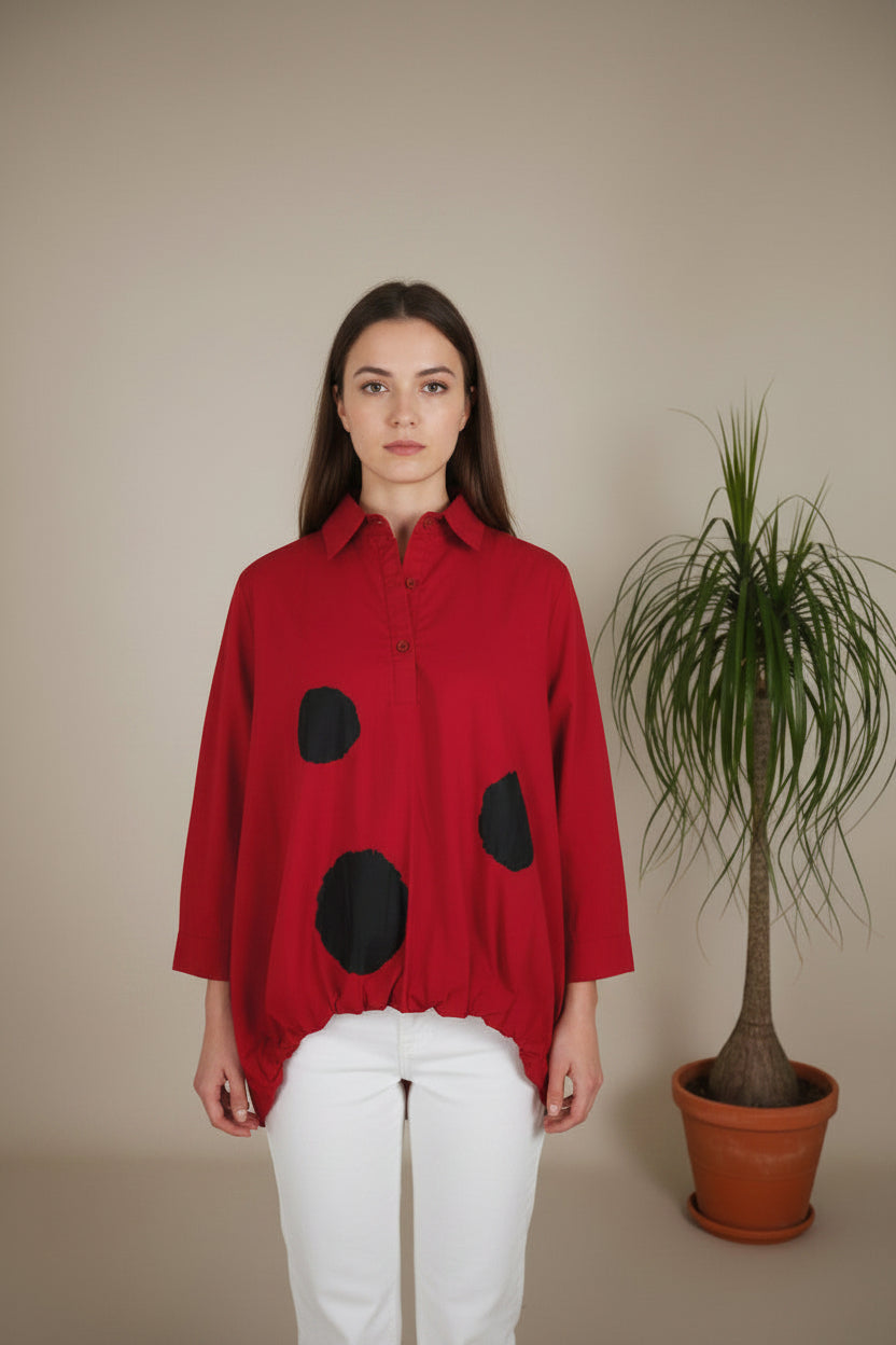 EXCLUSIVO  Camisa Lunares Maxi Bajo Globo Asimétrico | Nefelibata
