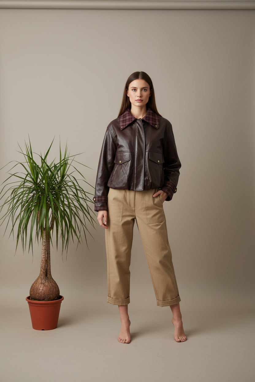 Chaqueta JOT Milano Polipiel Cuello Cuadros