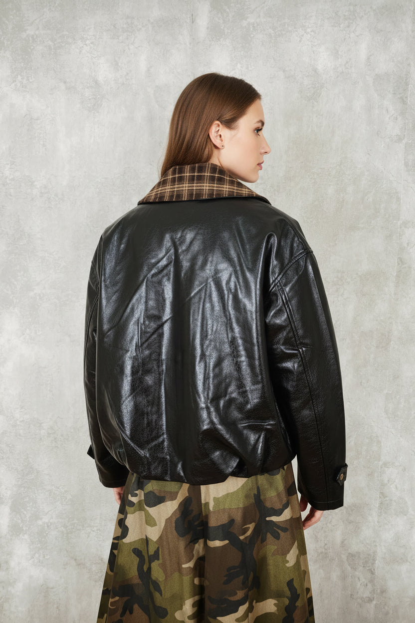 Chaqueta JOT Milano Polipiel Cuello Cuadros