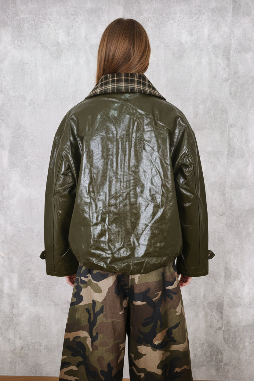 Chaqueta JOT Milano Polipiel Cuello Cuadros