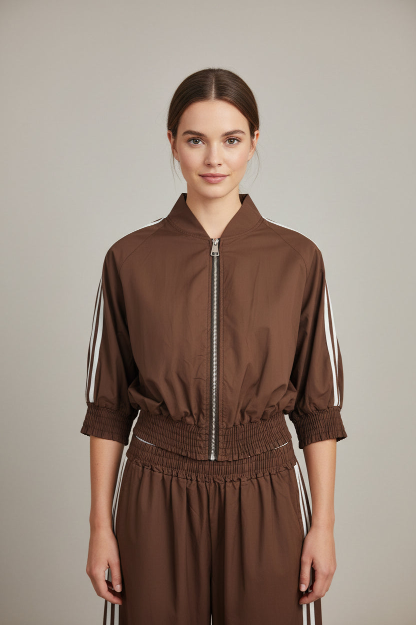 Conjunto JOT Milano Marrón Rayas Blancas