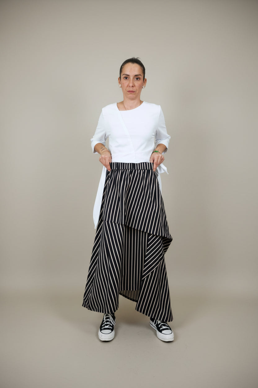 Falda Wendy Trendy Maxi Rayas Asimétrica