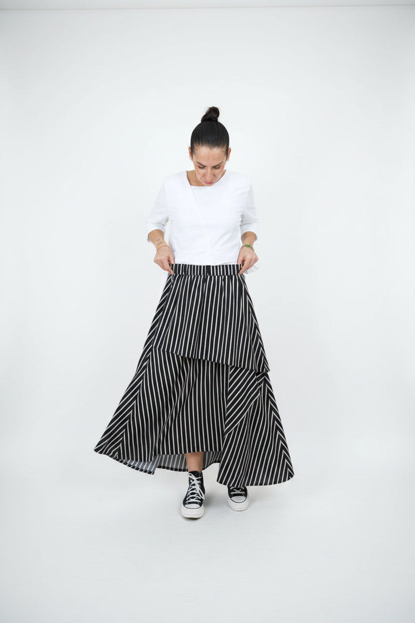 Falda Wendy Trendy Maxi Rayas Asimétrica