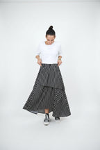 Falda Wendy Trendy Maxi Rayas Asimétrica