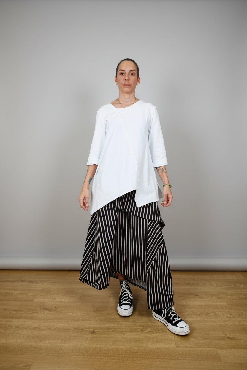 Falda Wendy Trendy Maxi Rayas Asimétrica