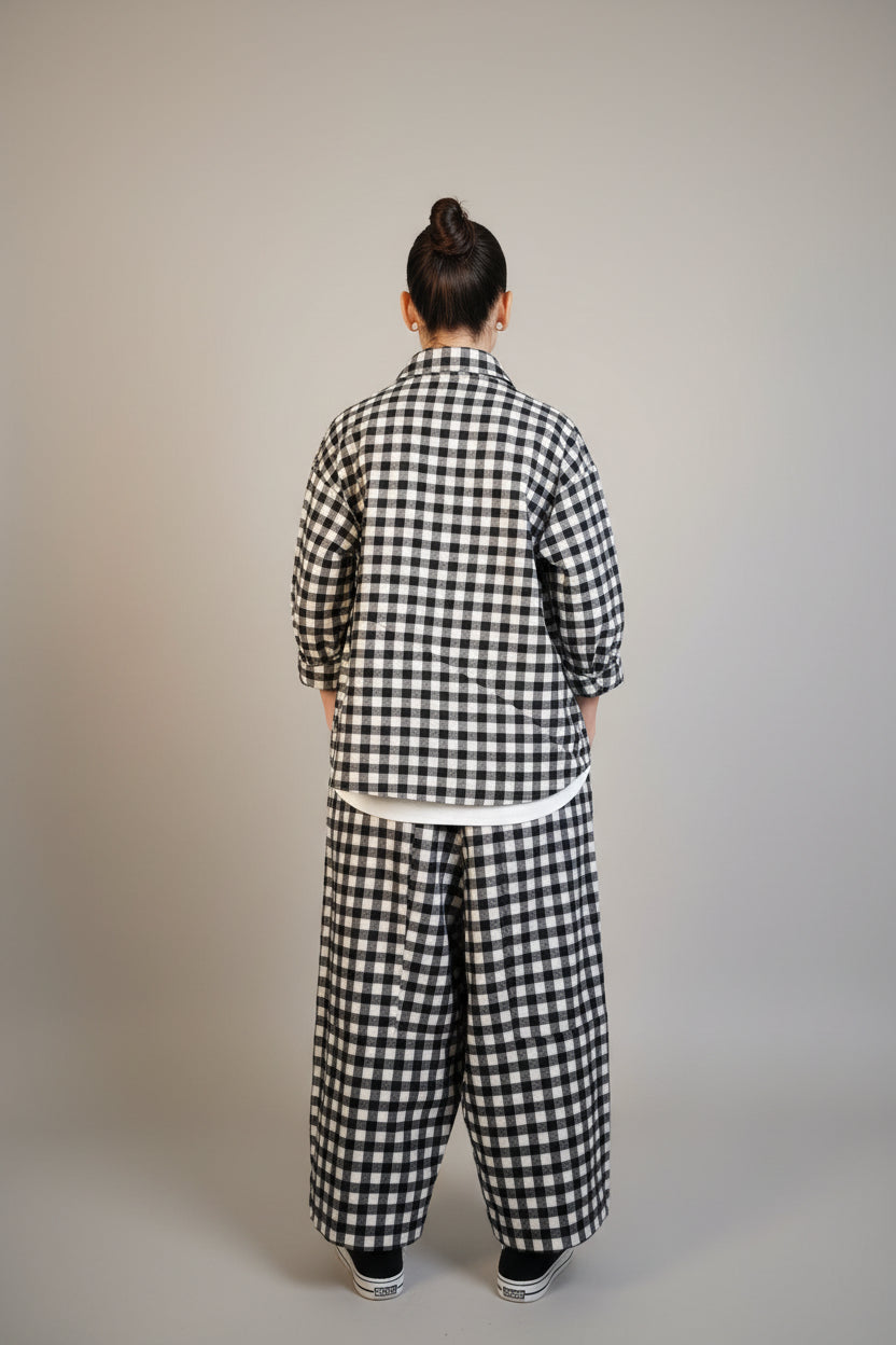 Americana Vichy Maxi Vuelo Bajo Negro Blanco | Wendy Trendy