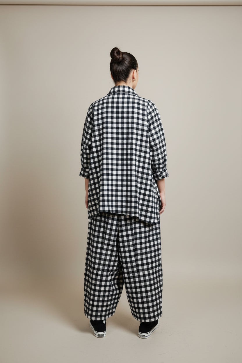 Pantalón Cargo Vichy Maxi Negro Blanco | Wendy Trendy