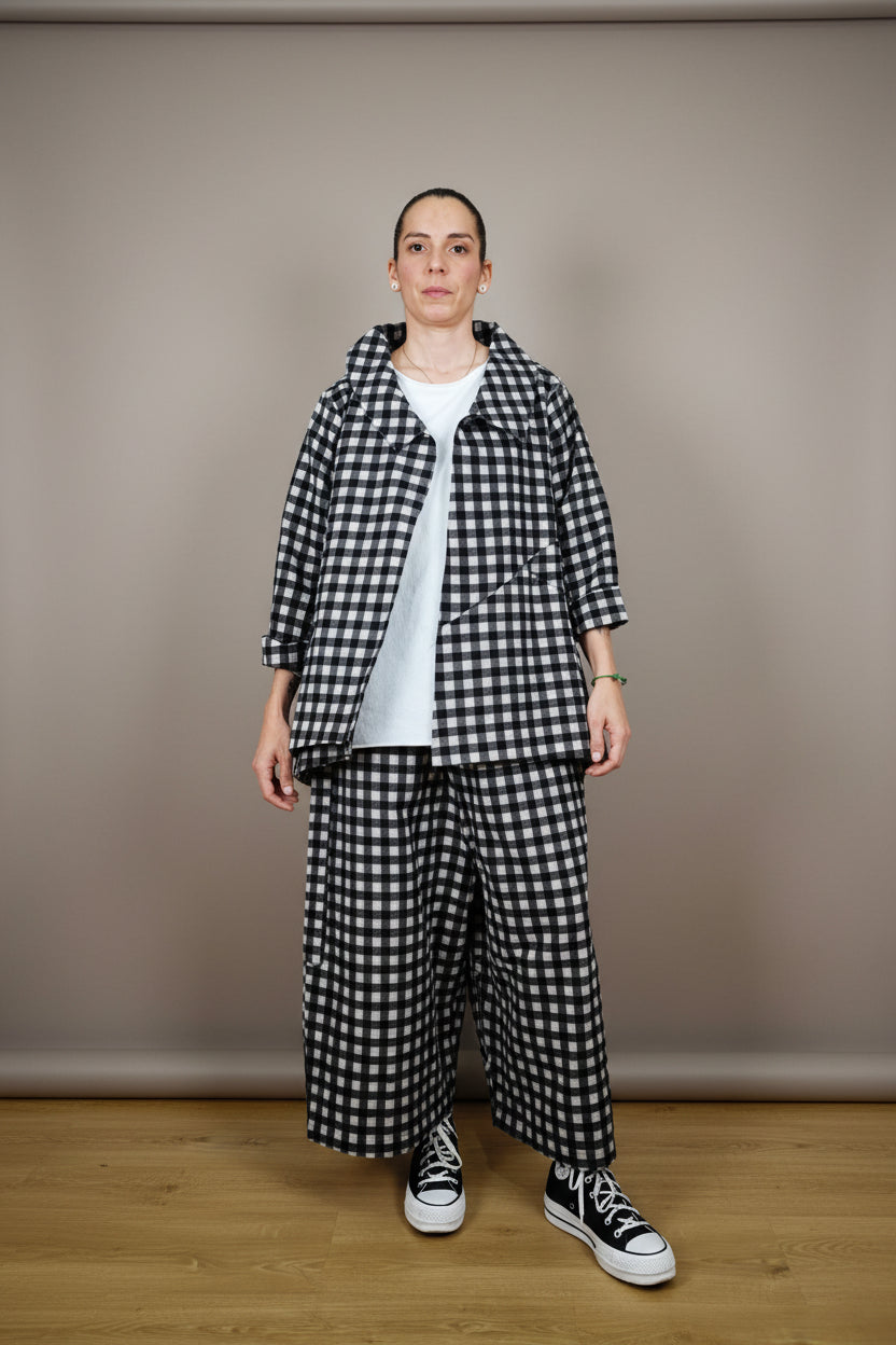 Americana Vichy Maxi Vuelo Bajo Negro Blanco | Wendy Trendy