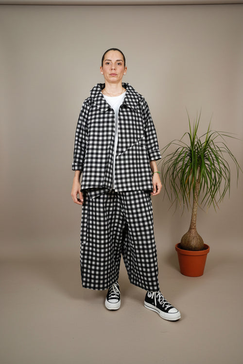 Americana Vichy Maxi Vuelo Bajo Negro Blanco | Wendy Trendy