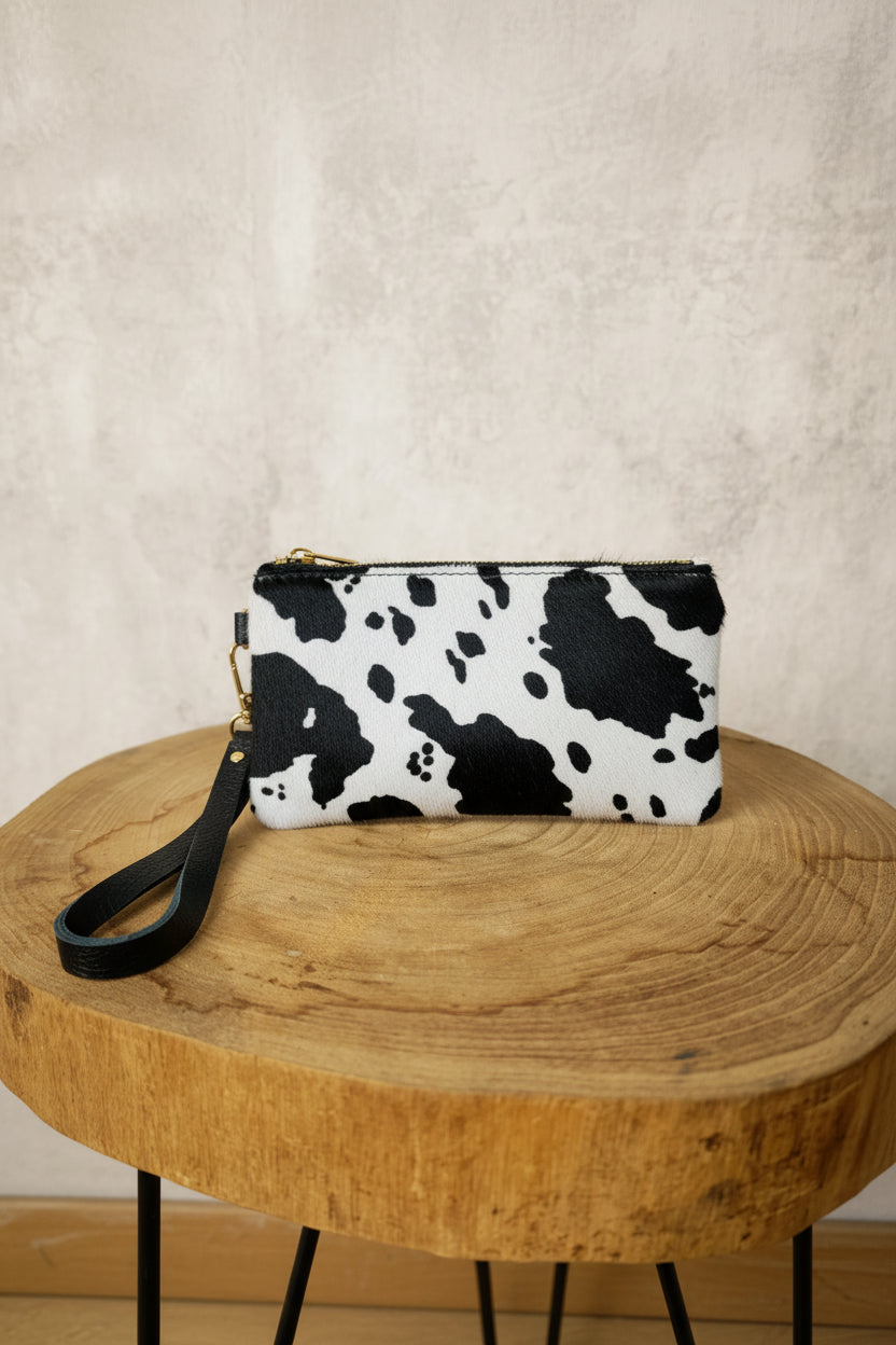 Monedero Clutch 100% Cuero Pelo Animal Print Asa Muñeca | YOLYKKE