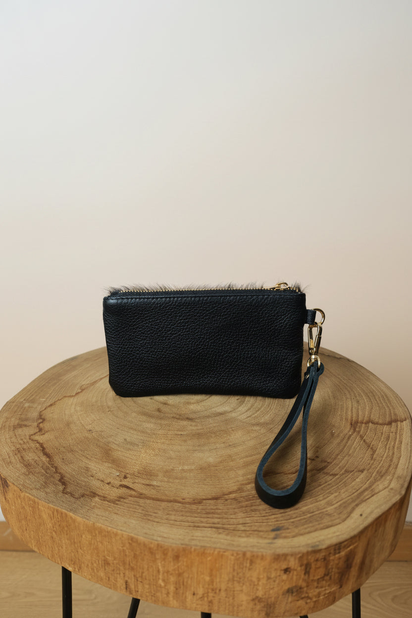 Monedero Clutch 100% Cuero Pelo Animal Print Asa Muñeca | YOLYKKE