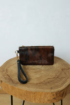Monedero Clutch 100% Cuero Pelo Animal Print Asa Muñeca | YOLYKKE