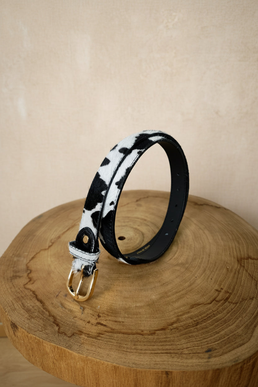 Cinturón 100% Cuero Hebilla Dorada Animal Print Cebra Leopardo Potro | YOLYKKE