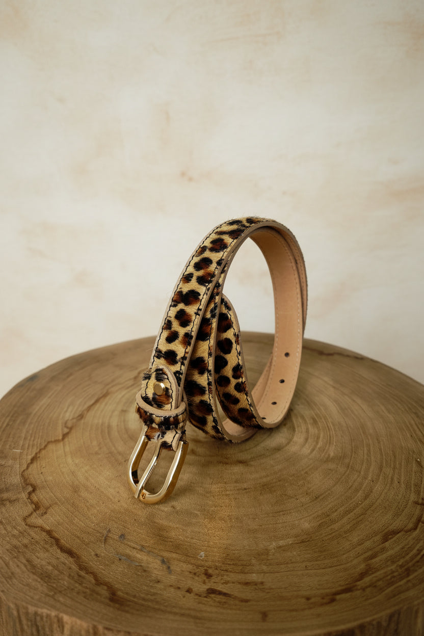 Cinturón 100% Cuero Hebilla Dorada Animal Print Cebra Leopardo Potro | YOLYKKE