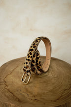 Cinturón 100% Cuero Hebilla Dorada Animal Print Cebra Leopardo Potro | YOLYKKE