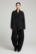 Pantalón Cargo Wide Leg Negro Bolsillos Solapa | YOLYKKE