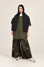 Reversible Puffer Coat Kimono Sleeves Integrated Scarf Japanese Style | Nefelibata