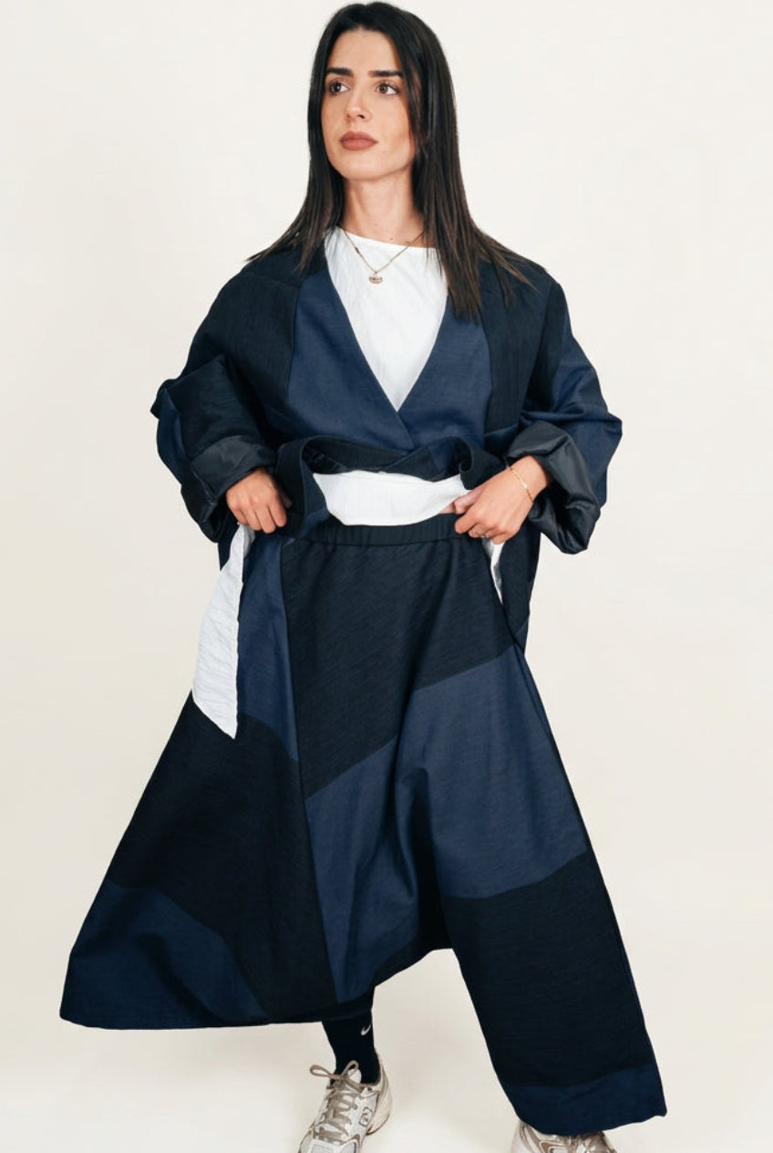 Kimono bicolor de textura rayada Wendy Trendy