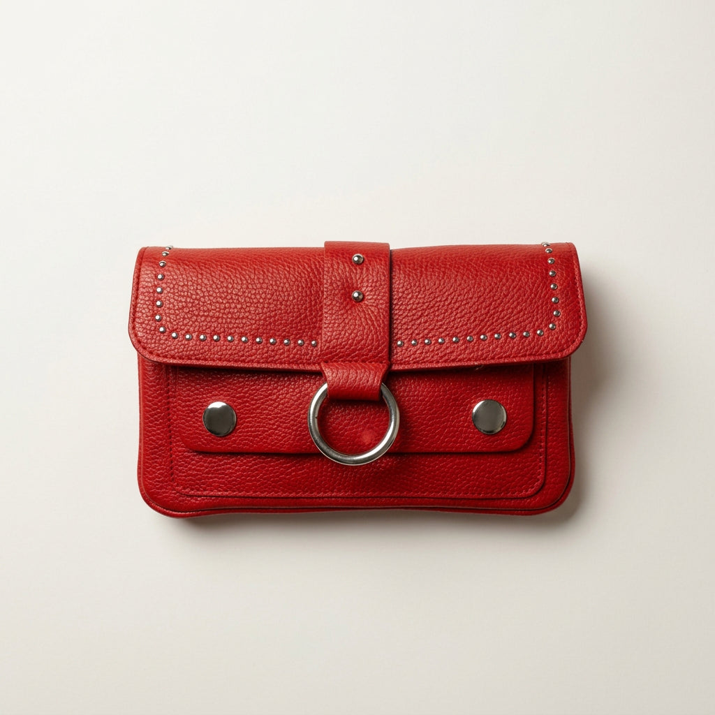 Bolso de cuero con cadena y anilla YOLYKKE