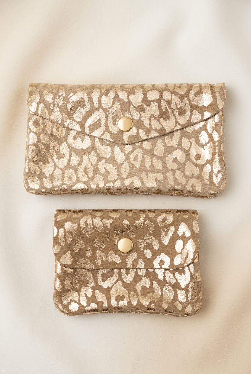 Pack de 2 Monederos de Piel con Animal Print Metalizado