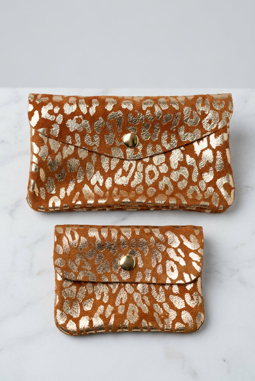 Pack de 2 Monederos de Piel con Animal Print Metalizado