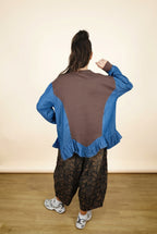 Camiseta Combinada con Vaquero y Cuello de Pedrería y Perlas | Nefelibata