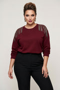 Sudadera con flecos brillantes Yolykke Curvy