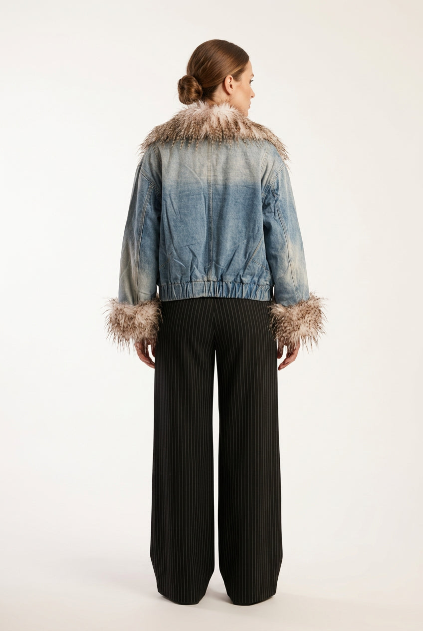 Chaqueta vaquera con pelo desmontable Milano