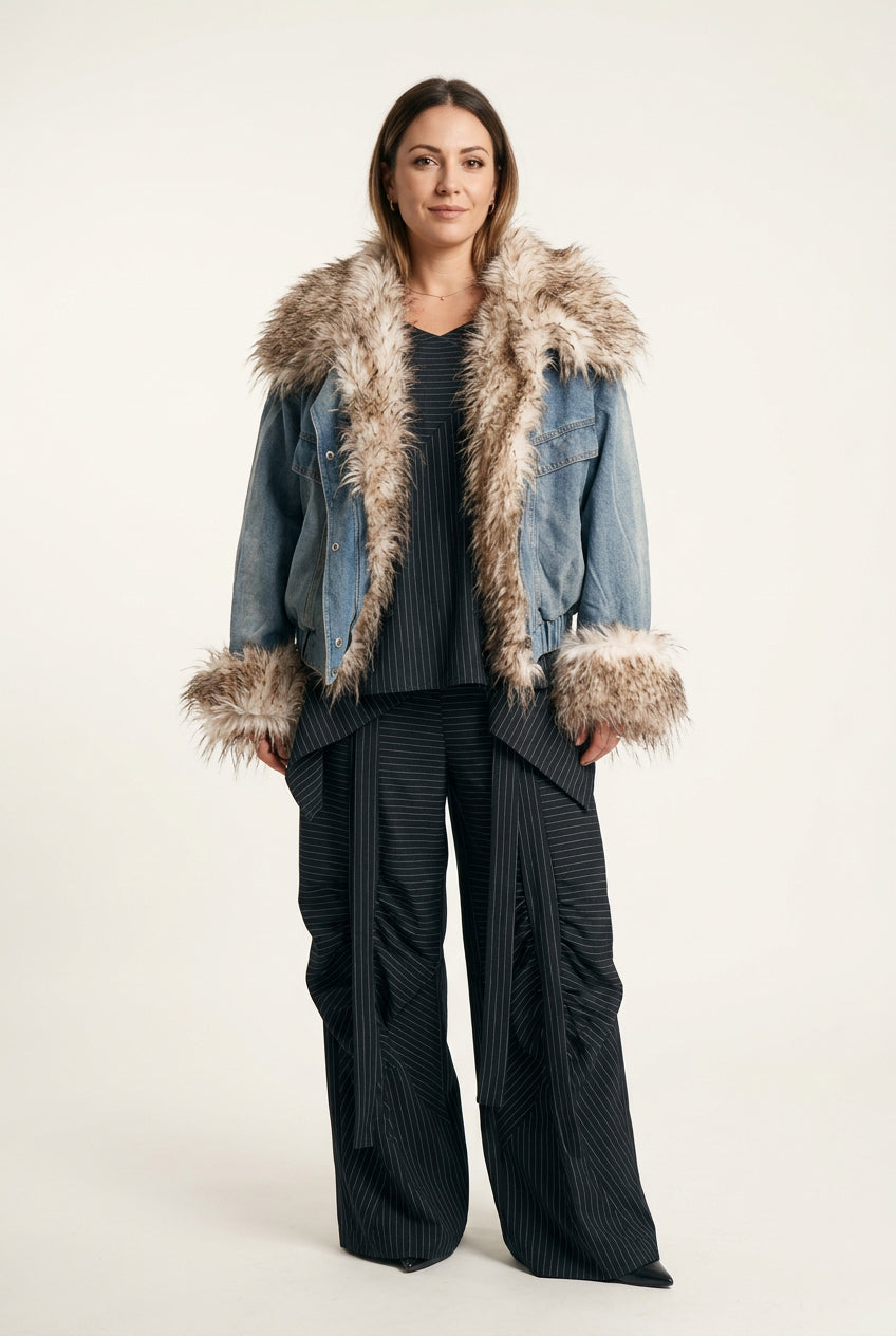 Chaqueta vaquera con pelo desmontable Milano