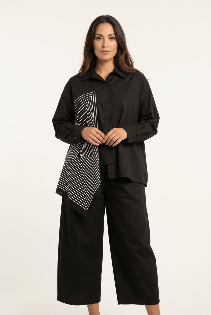 Camisa asimétrica con dibujo geométrico Milano