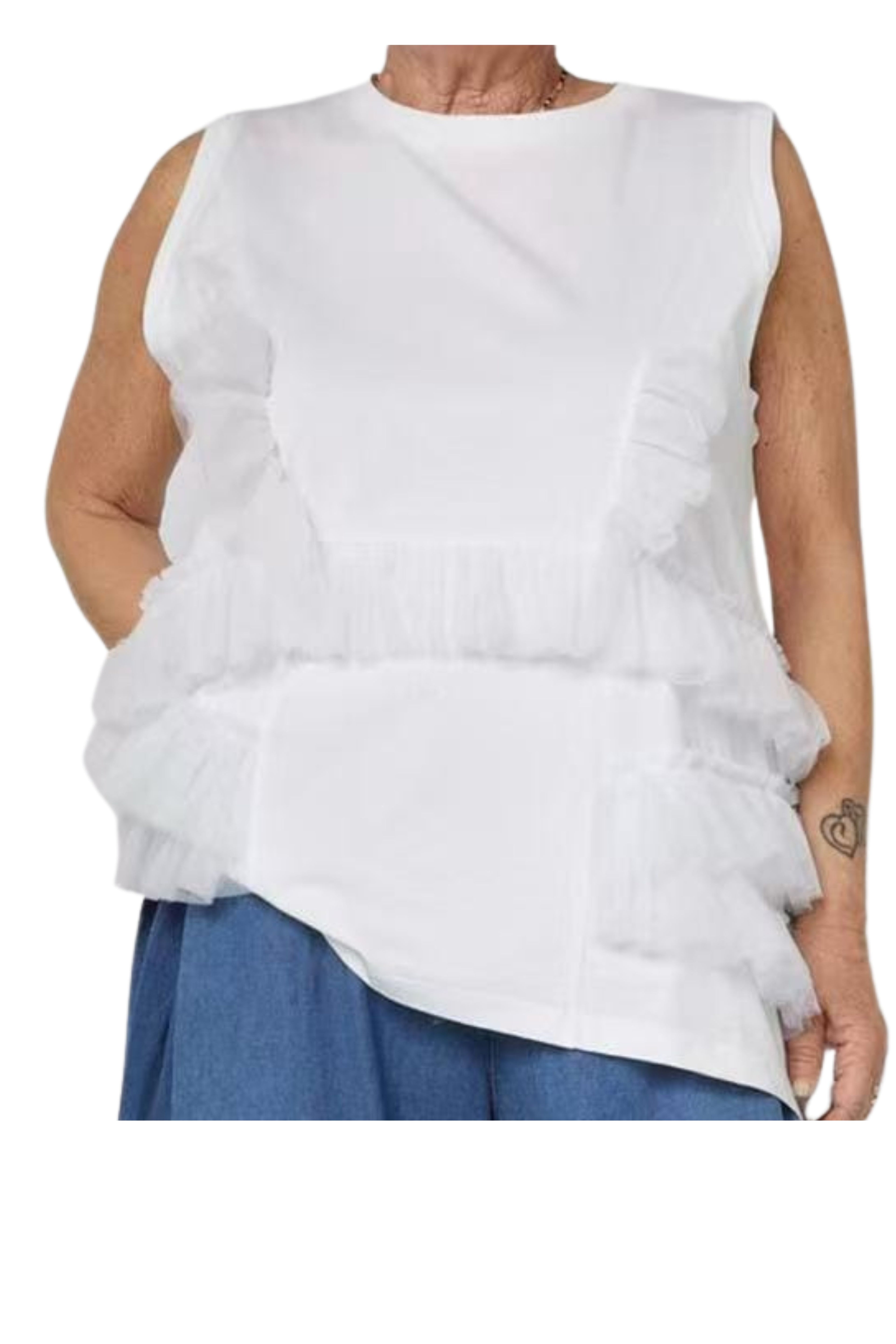 Top Blanco Volantes Tul
