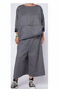 Pantalón Falda Midi Paneles Diagonales Gris | Wendy Trendy