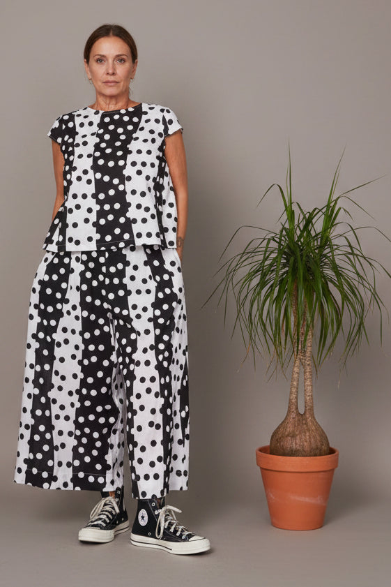 Top Patchwork Lunares Maxi Negro Blanco