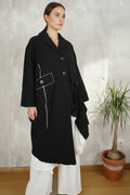 EXCLUSIVO Kimono Abrigo Bordado Geométrico Negro | Nefelibata