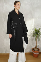 EXCLUSIVO Kimono Abrigo Bordado Geométrico Negro | Nefelibata