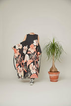 Vestido Caftán Floral Tropical Negro
