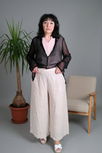 Pantalón Wide Leg 100% Lino tostado