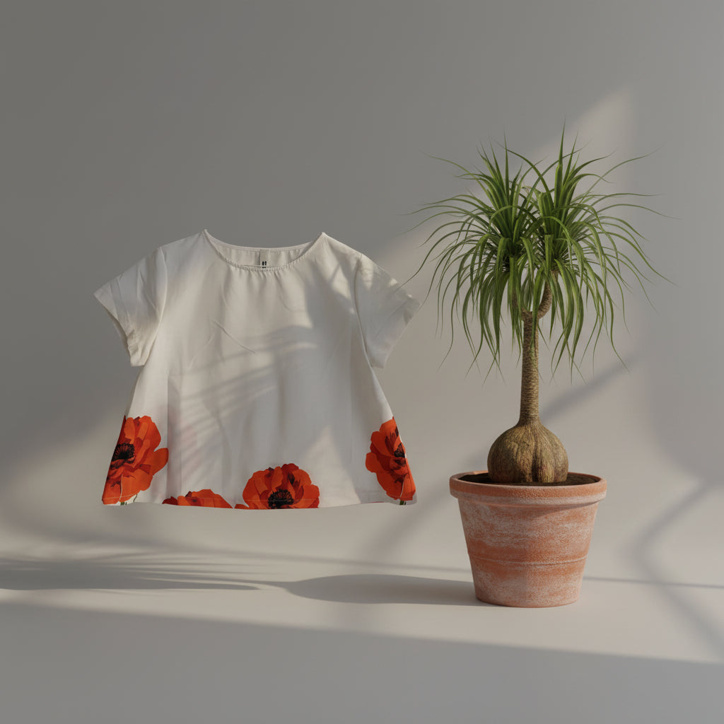 Top Blanco Amapolas
